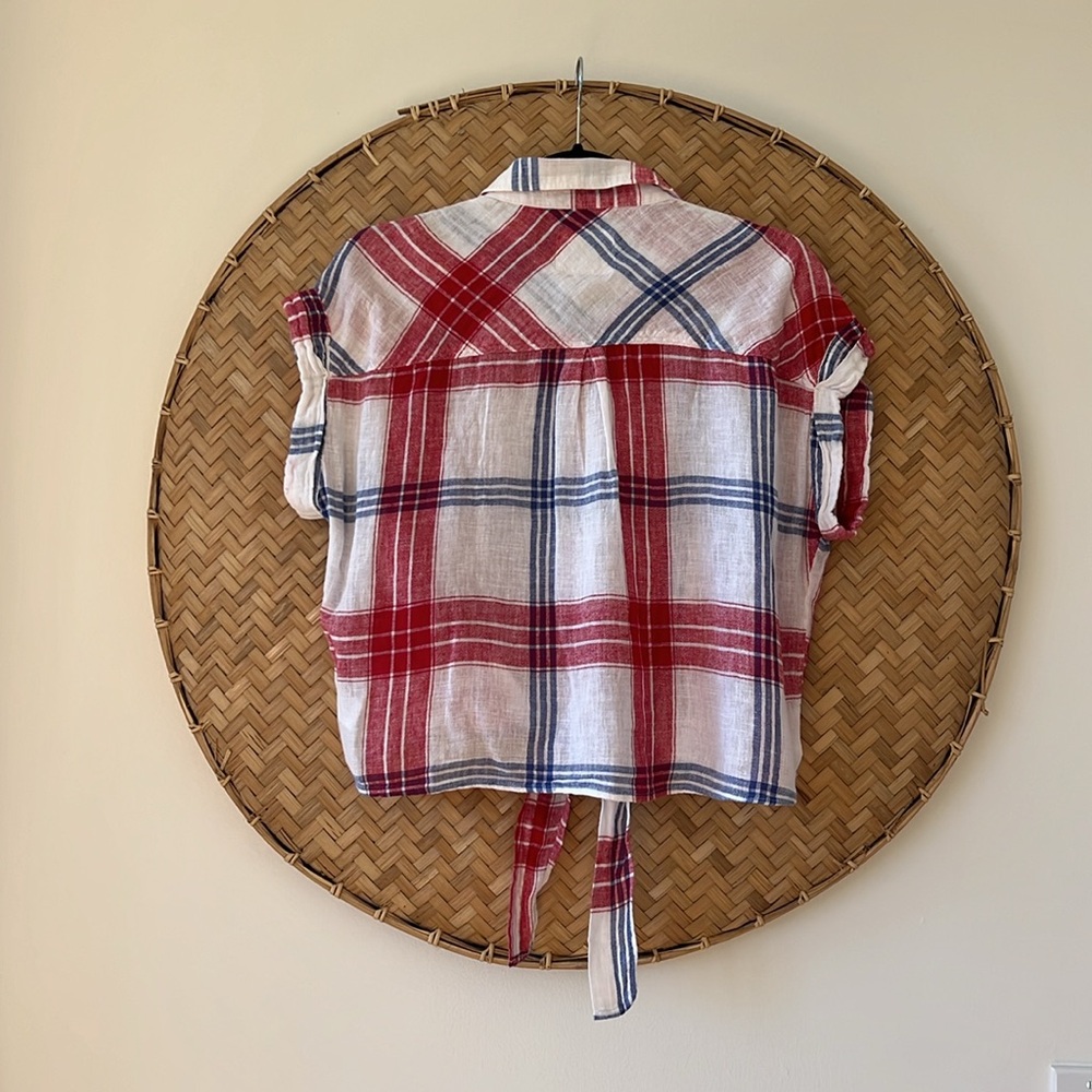 RAILS PLAID CROPPED TIE SHIRT AMELIE‎ CARMINE BLUE WHITE JULY 4 IVY LEAGUE PREP - Picture 8 of 12